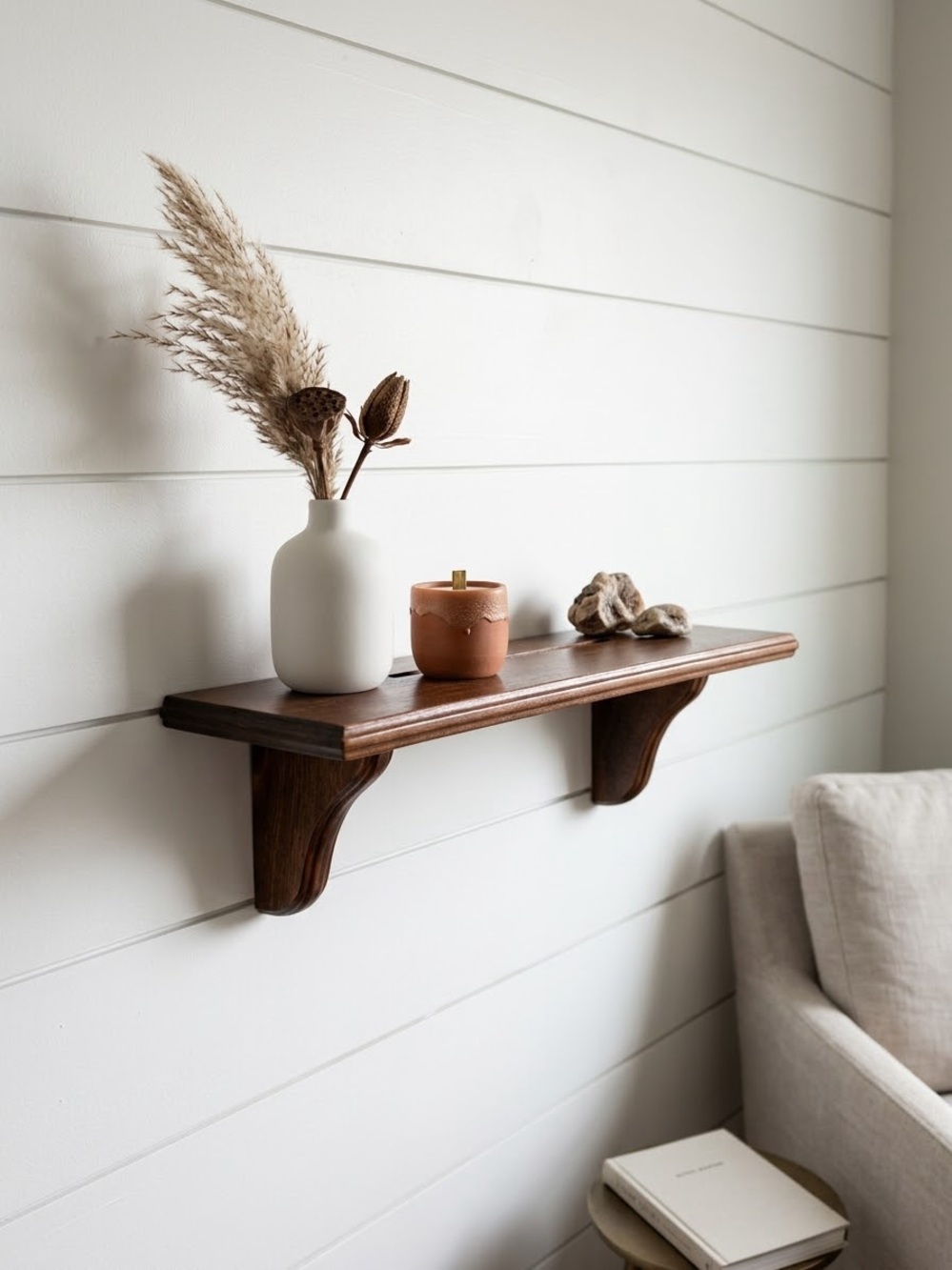 Classic Dark Wood Wall Shelf - Home Wall Decor